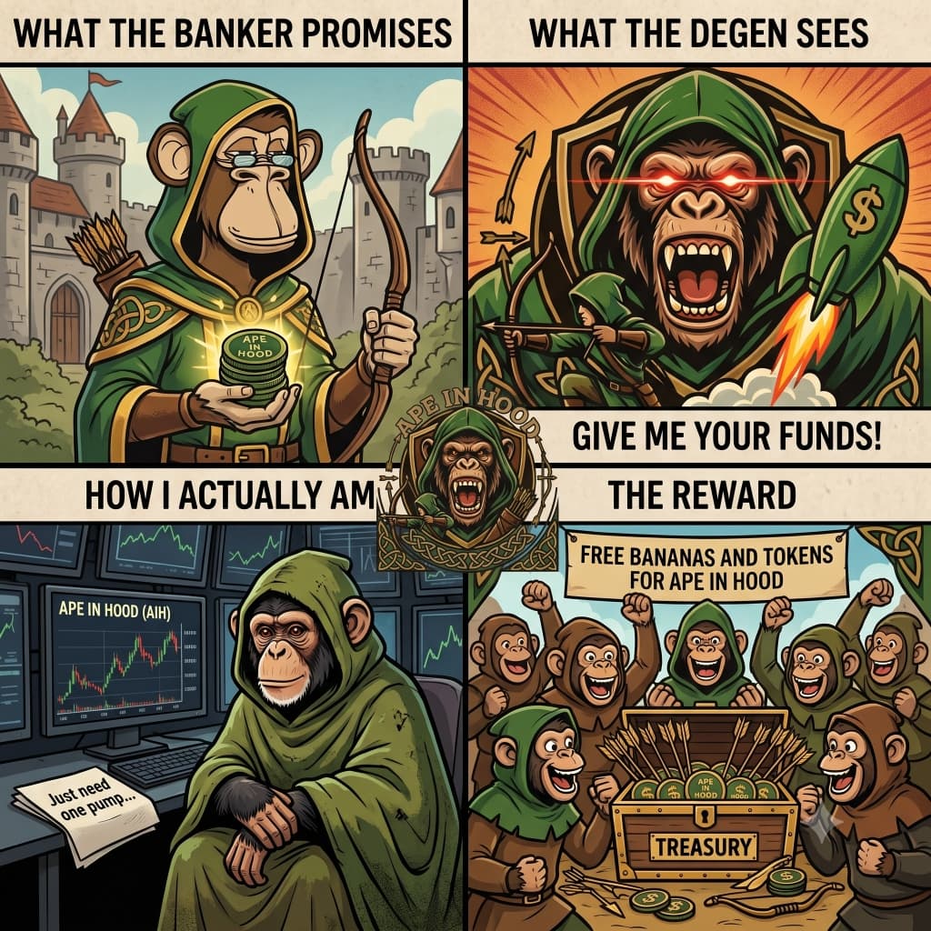 APE IN HOOD Degen Meme Infographic